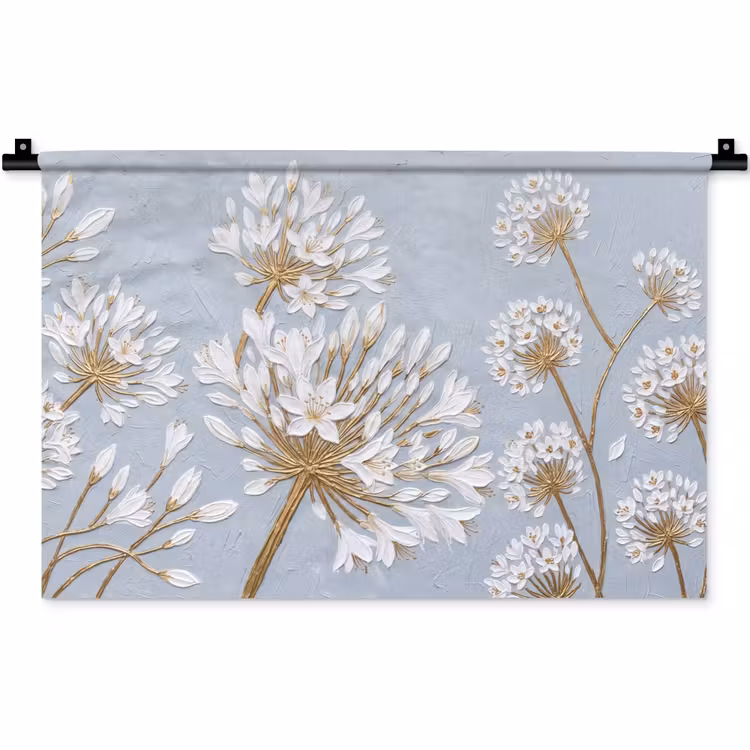 Wandkleed - Illustratie - Bloemen - Blauw — 1