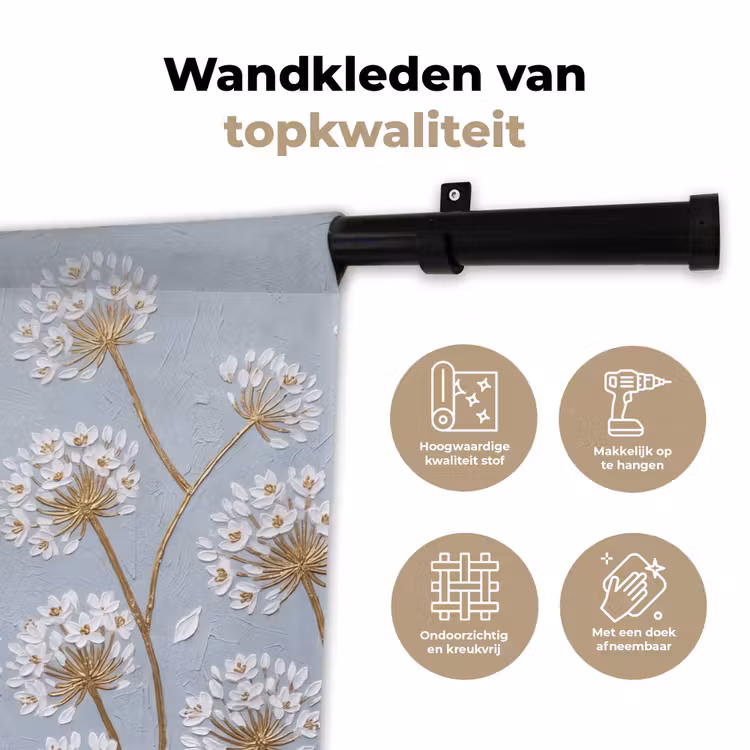 Wandkleed - Illustratie - Bloemen - Blauw — 3