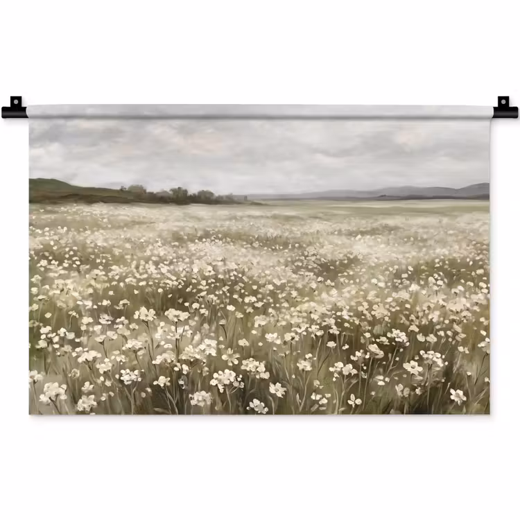Wandkleed - Illustratie - Landschap - Wit — 1