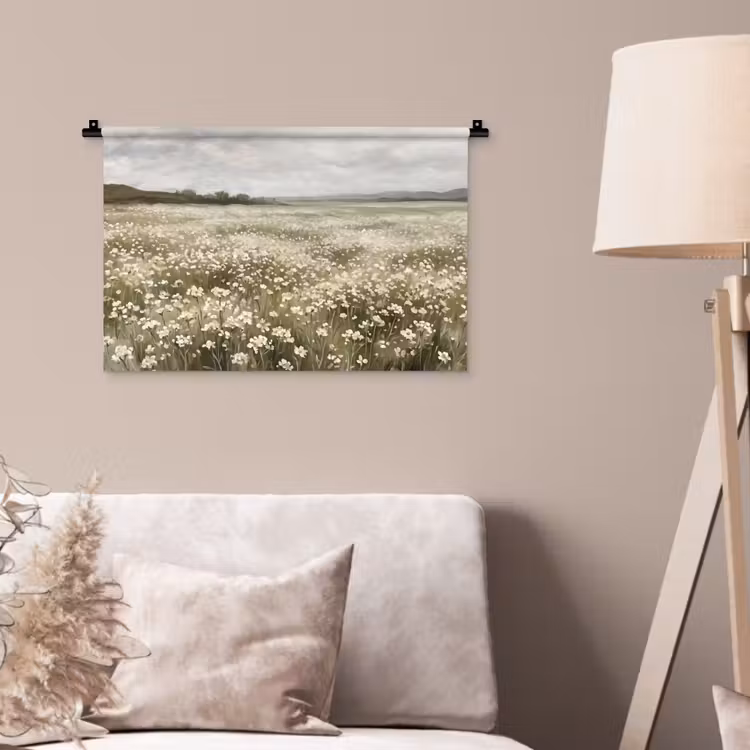 Wandkleed - Illustratie - Landschap - Wit — 2