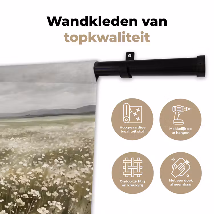 Wandkleed - Illustratie - Landschap - Wit — 3