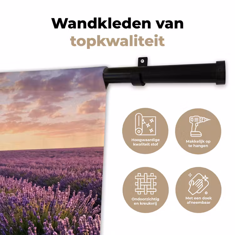 Wandkleed - Landschap - Lavendelveld - Paars — 3