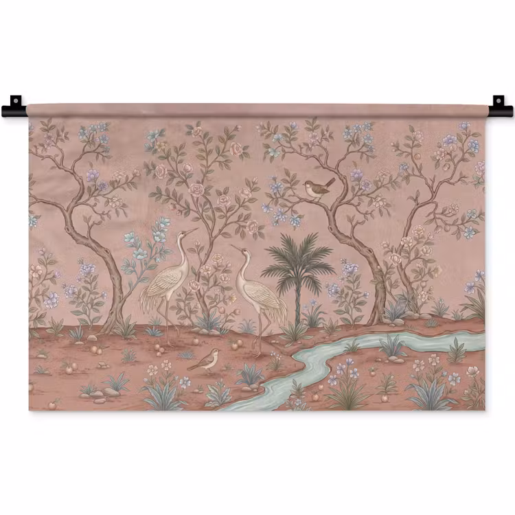 Wandkleed - Nostalgisch - Reigers - Roze — 1