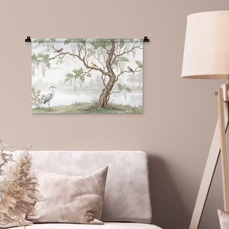 Wandkleed - Reiger - Landschap - Groen — 2