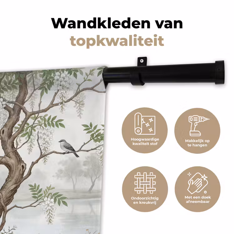 Wandkleed - Reiger - Landschap - Groen — 3
