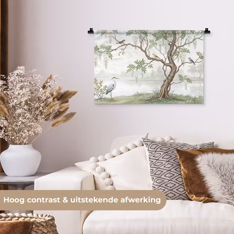 Wandkleed - Reiger - Landschap - Groen — 4