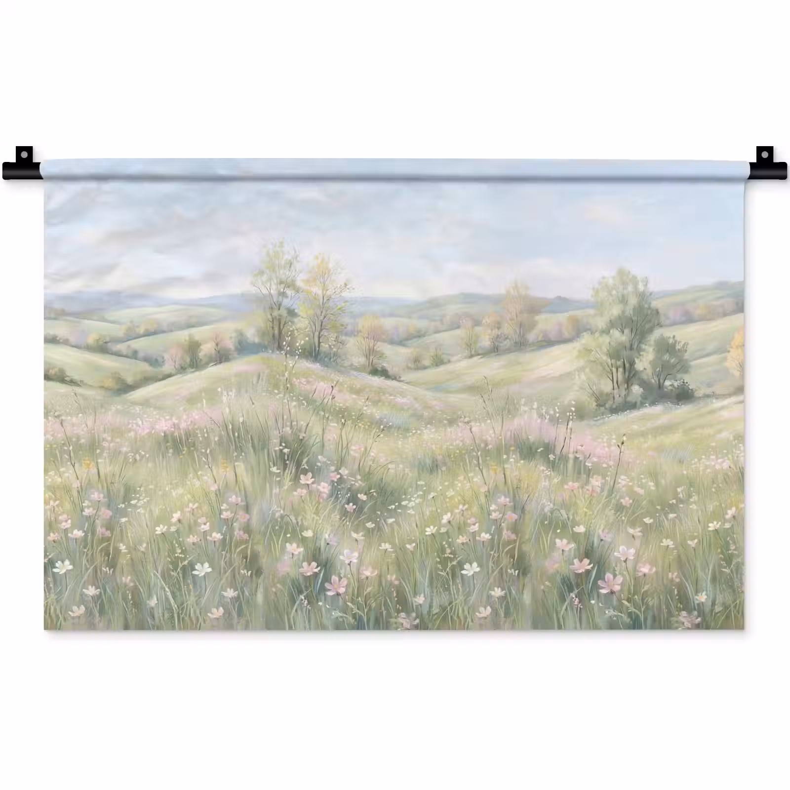 Wandkleed - Bloemen veld - Bloemen - Groen — 1