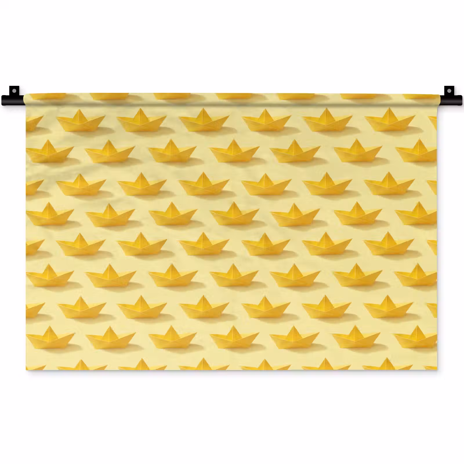 Wandkleed - Bootjes - Origami - Creatief - Geel — 1