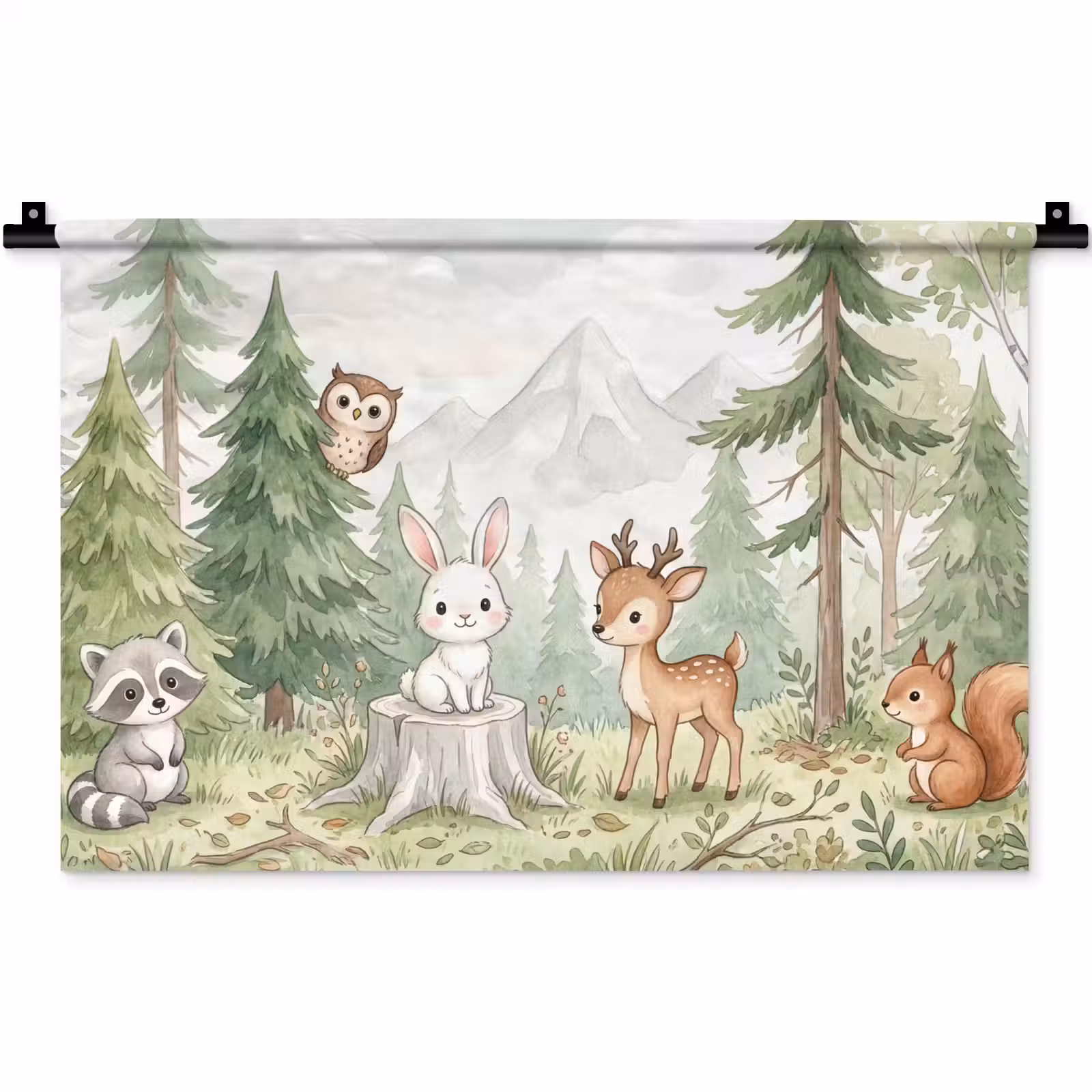 Wandkleed - Bos - Dieren - Groen — 1
