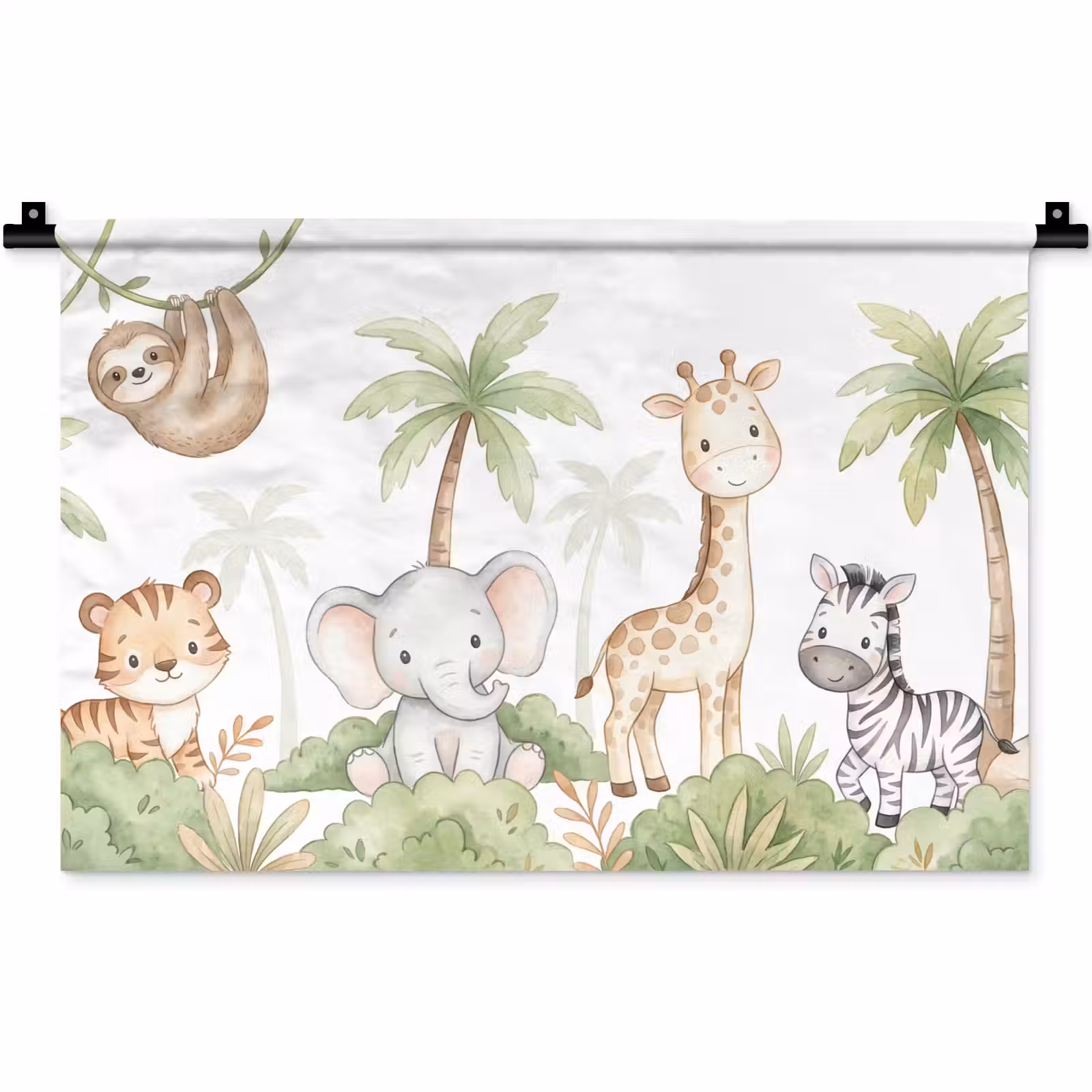 Wandkleed - Dieren - Jungle - Pastel — 1