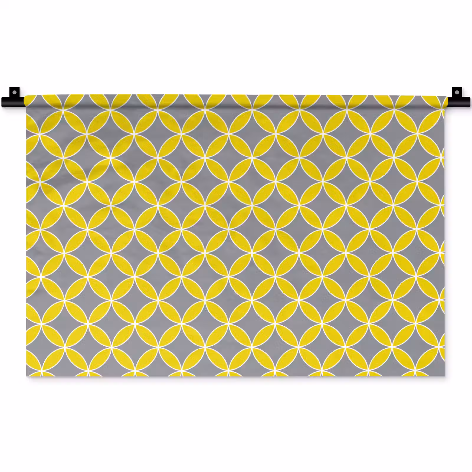 Wandkleed - Geometrisch - Cirkels - Modern - Grijs - Geel — 1