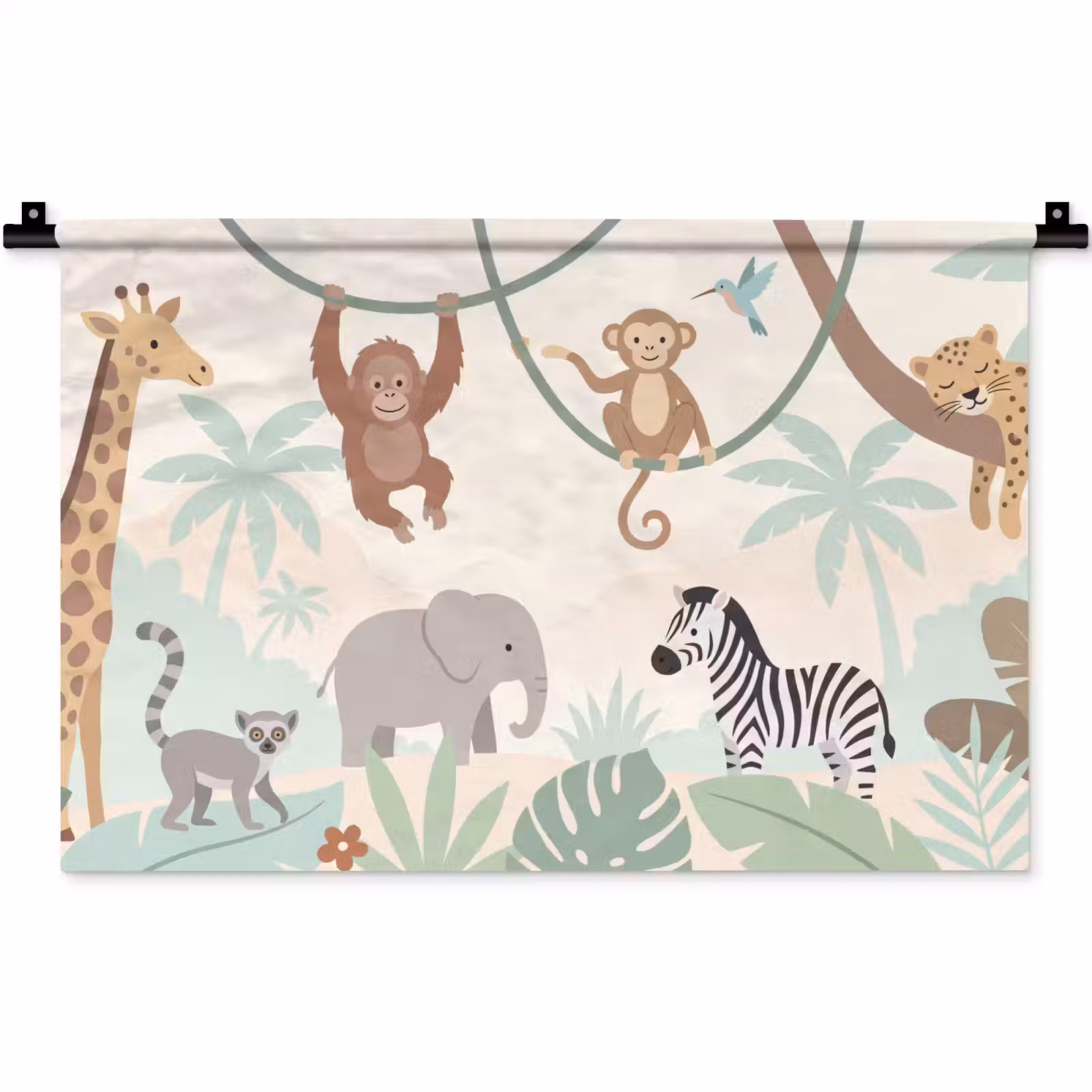 Wandkleed - Jungle - Dieren - Groen — 1