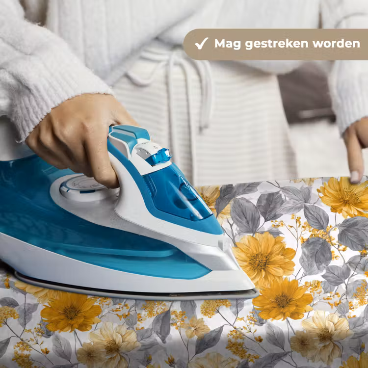 Wandkleed - Bloemen - Botanisch - Elegant - Okergeel - Grijs — 6
