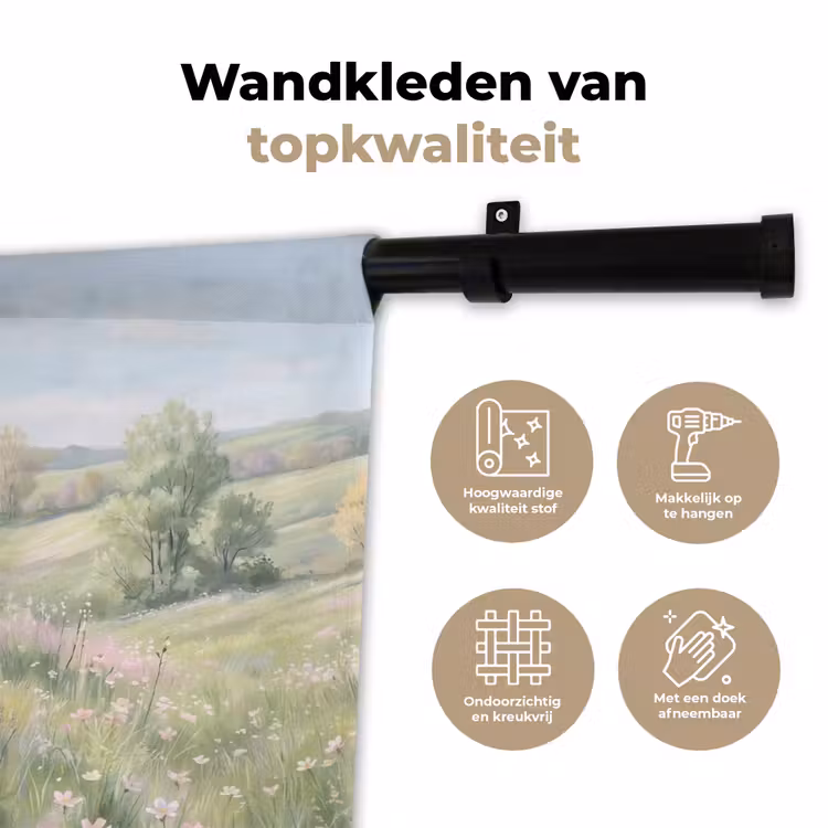 Wandkleed - Bloemen veld - Bloemen - Groen — 3