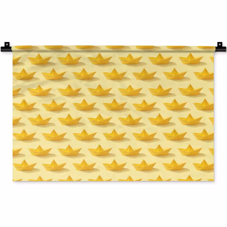 Wandkleed - Bootjes - Origami - Creatief - Geel — 1