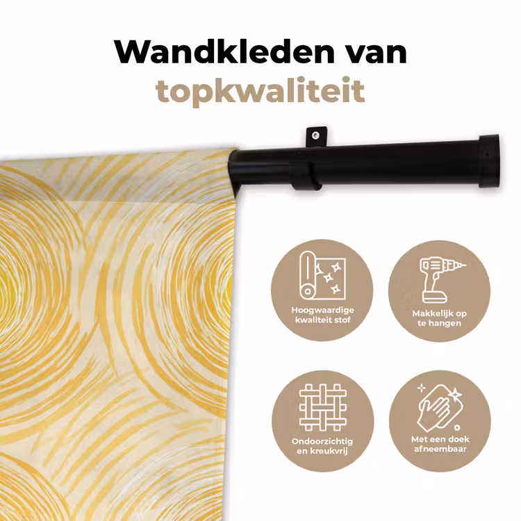 Wandkleed - Cirkels - Abstract - Artistiek - Geel — 3