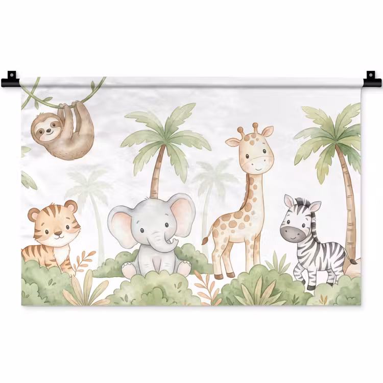 Wandkleed - Dieren - Jungle - Pastel — 1