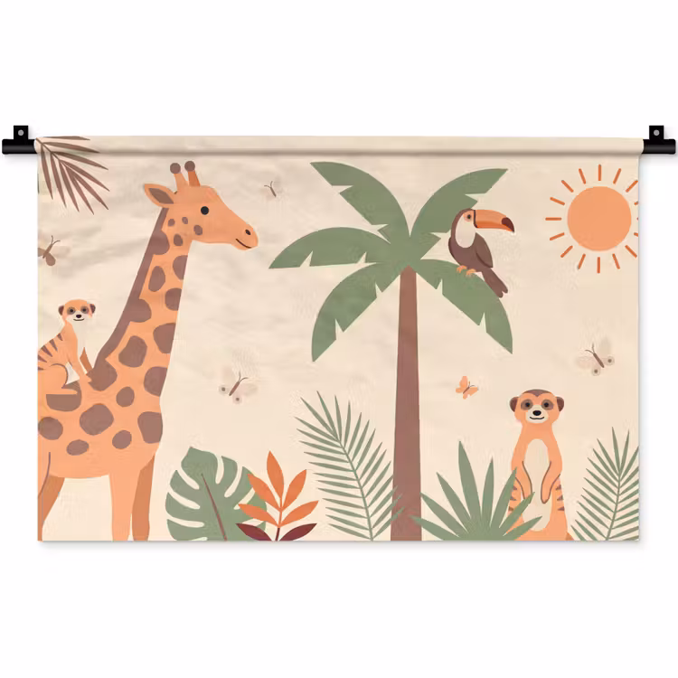 Wandkleed - Dieren - Tropisch - Safari - Kleurrijk — 1