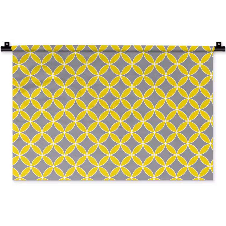 Wandkleed - Geometrisch - Cirkels - Modern - Grijs - Geel — 1