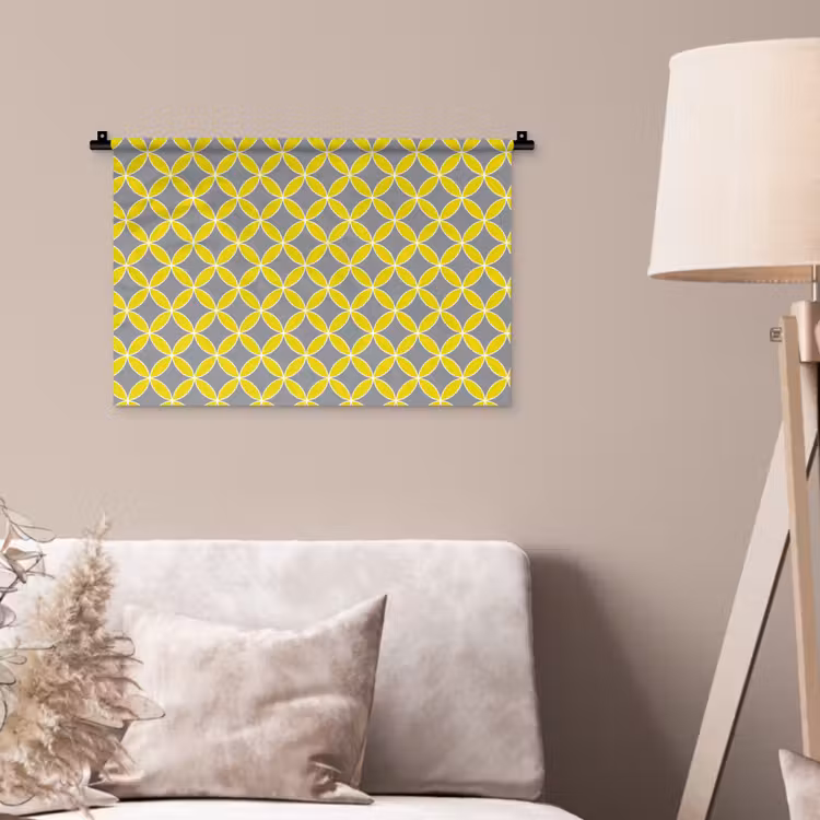 Wandkleed - Geometrisch - Cirkels - Modern - Grijs - Geel — 2
