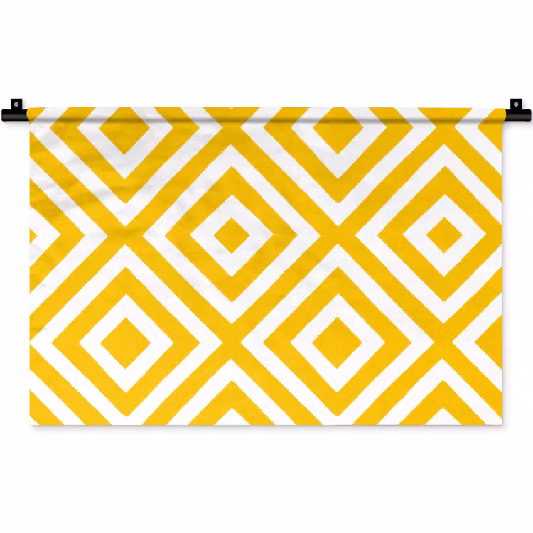 Wandkleed - Geometrisch - Lijnen - Modern - Geel - Wit — 1