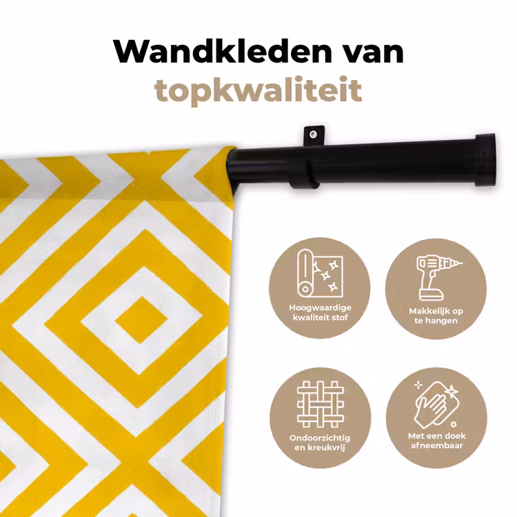 Wandkleed - Geometrisch - Lijnen - Modern - Geel - Wit — 3