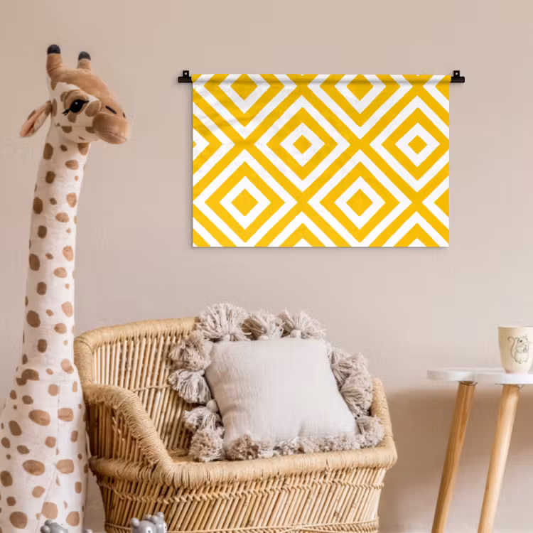 Wandkleed - Geometrisch - Lijnen - Modern - Geel - Wit — 5