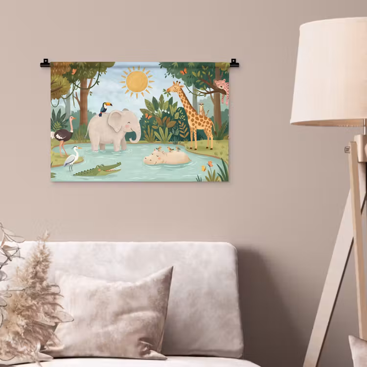 Wandkleed - Jungle - Oase - Dieren - Kleurrijk — 2