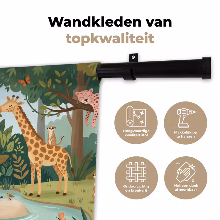 Wandkleed - Jungle - Oase - Dieren - Kleurrijk — 3