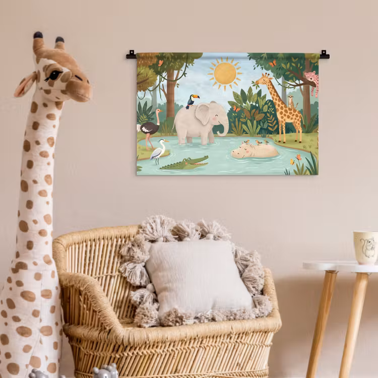 Wandkleed - Jungle - Oase - Dieren - Kleurrijk — 5