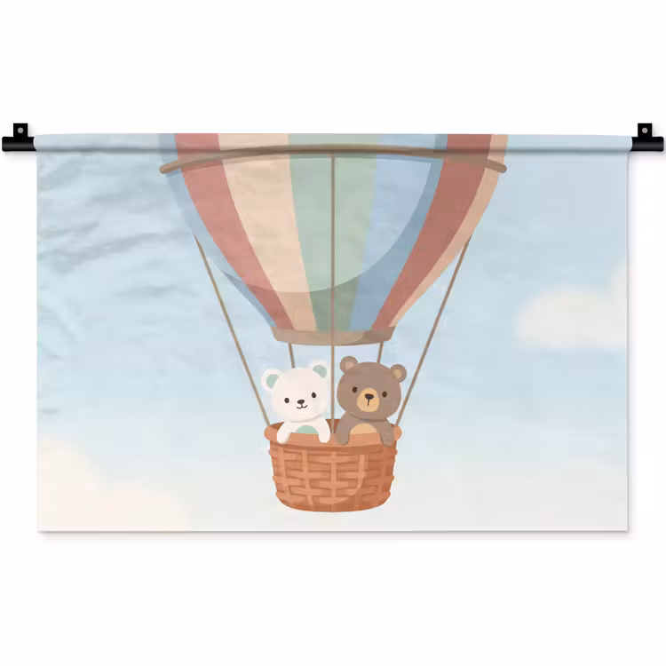 Wandkleed - Luchtballon - Beren - Pastel — 1