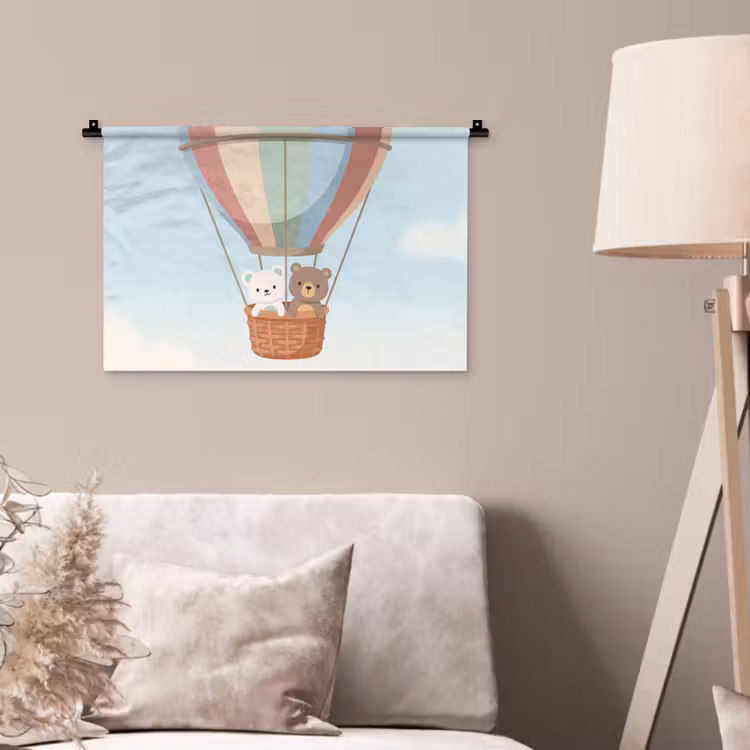 Wandkleed - Luchtballon - Beren - Pastel — 2