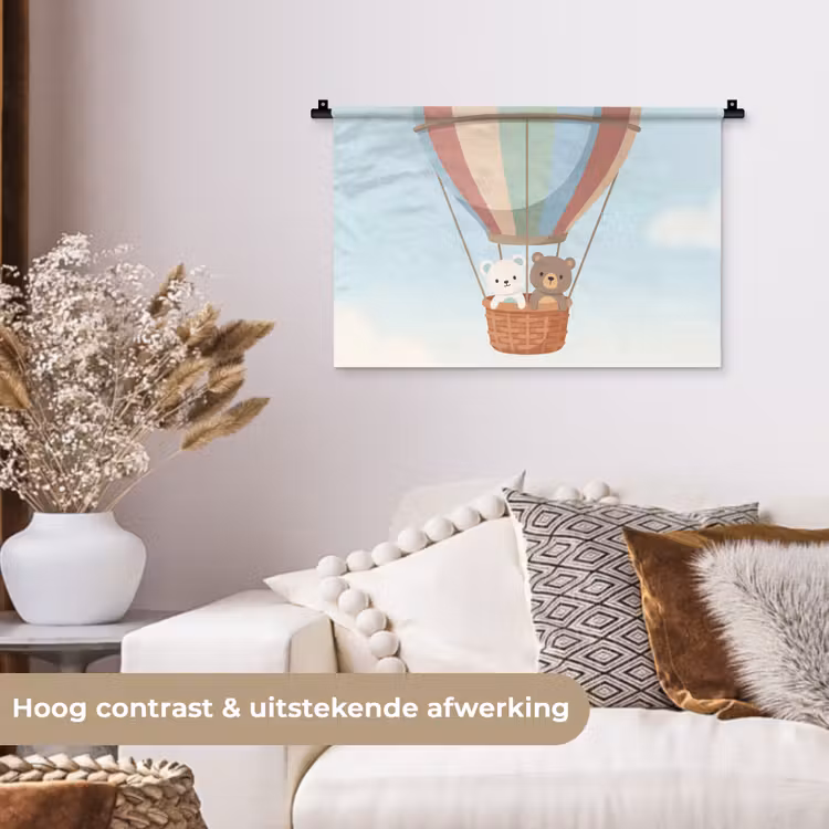 Wandkleed - Luchtballon - Beren - Pastel — 4
