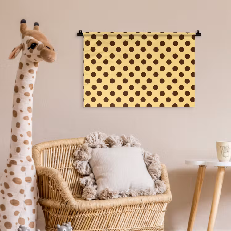 Wandkleed - Polka Dot - Stippen - Retro - Geel - Bruin — 5