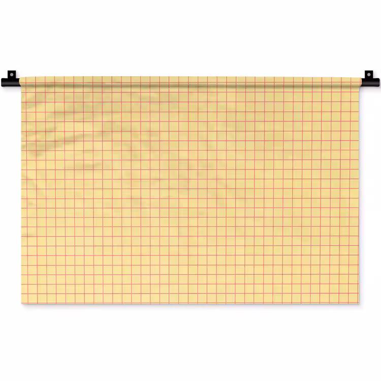 Wandkleed - Ruitjes - Grid - Minimalistisch - Geel - Roze — 1
