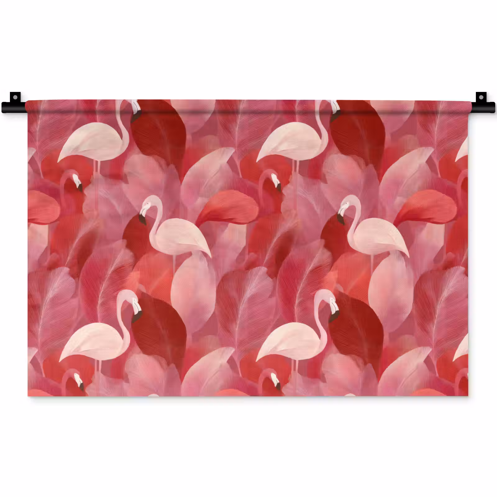 Wandkleed - Flamingo - Botanisch - Elegant - Roze - Rood — 1