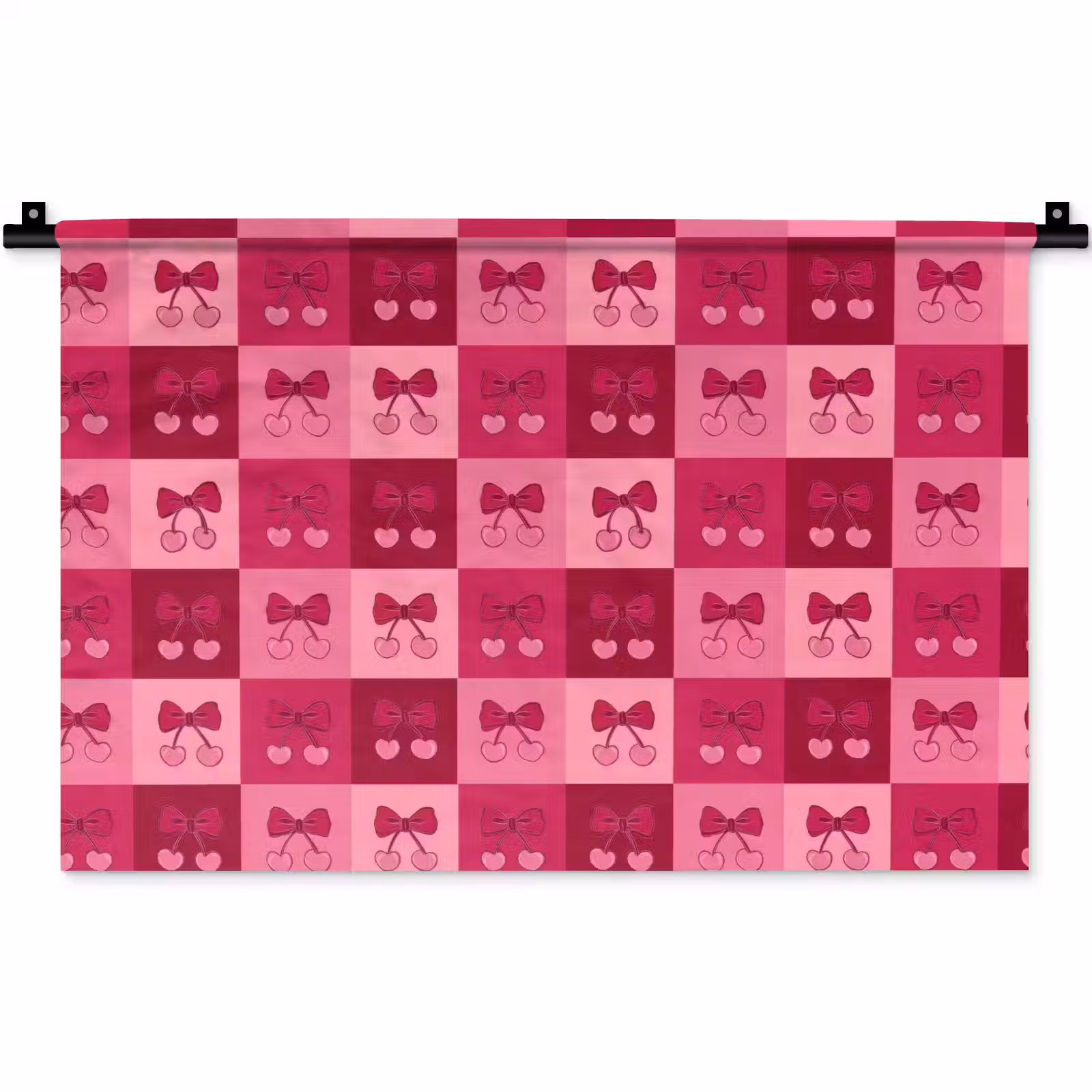 Wandkleed - Kersen - Strikjes - Speels - Roze - Bordeaux — 1