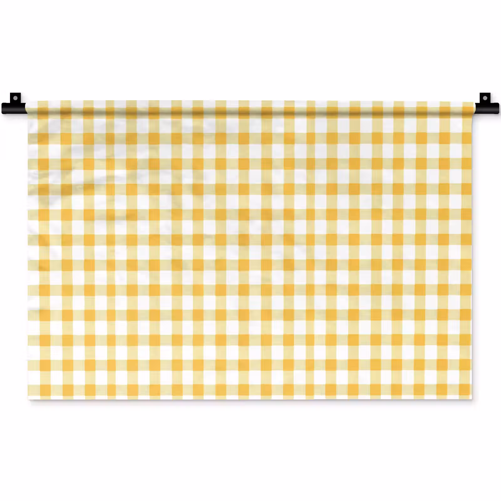 Wandkleed - Ruit - Gingham - Klassiek - Geel en Wit — 1