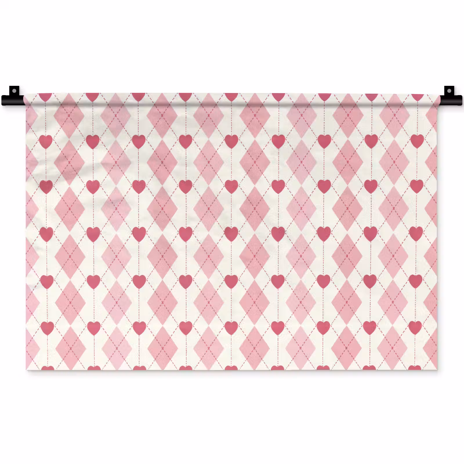 Wandkleed - Ruiten - Klassiek - Roze - Wit — 1