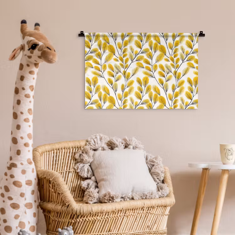 Wandkleed - Bladeren - Botanisch - Elegant - Geel - Zwart — 5