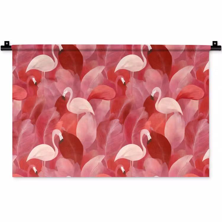 Wandkleed - Flamingo - Botanisch - Elegant - Roze - Rood — 1