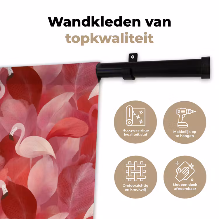 Wandkleed - Flamingo - Botanisch - Elegant - Roze - Rood — 3