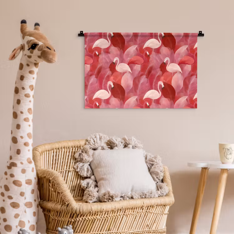 Wandkleed - Flamingo - Botanisch - Elegant - Roze - Rood — 5