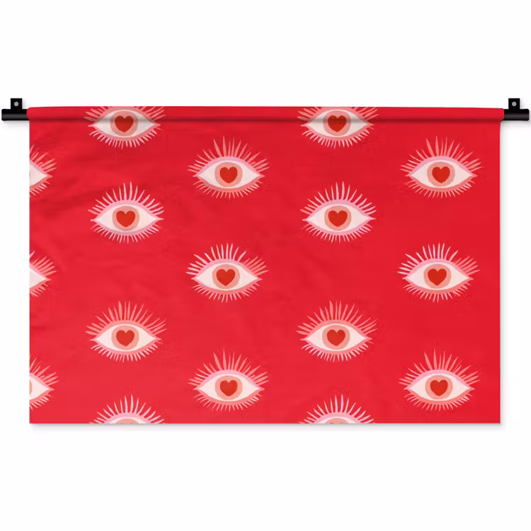 Wandkleed - Ogen - Hart - Abstract - Rood - Roze — 1