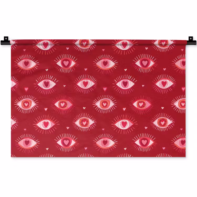Wandkleed - Ogen - Patroon - Roze - Donkerrood — 1