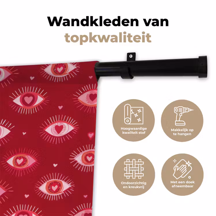 Wandkleed - Ogen - Patroon - Roze - Donkerrood — 3