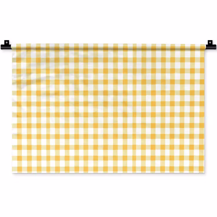 Wandkleed - Ruit - Gingham - Klassiek - Geel en Wit — 1