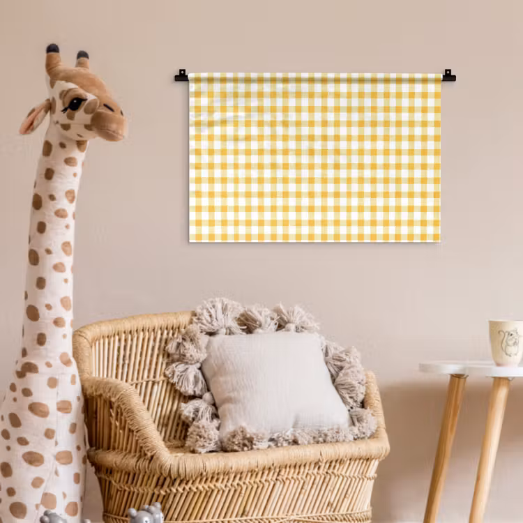 Wandkleed - Ruit - Gingham - Klassiek - Geel en Wit — 5
