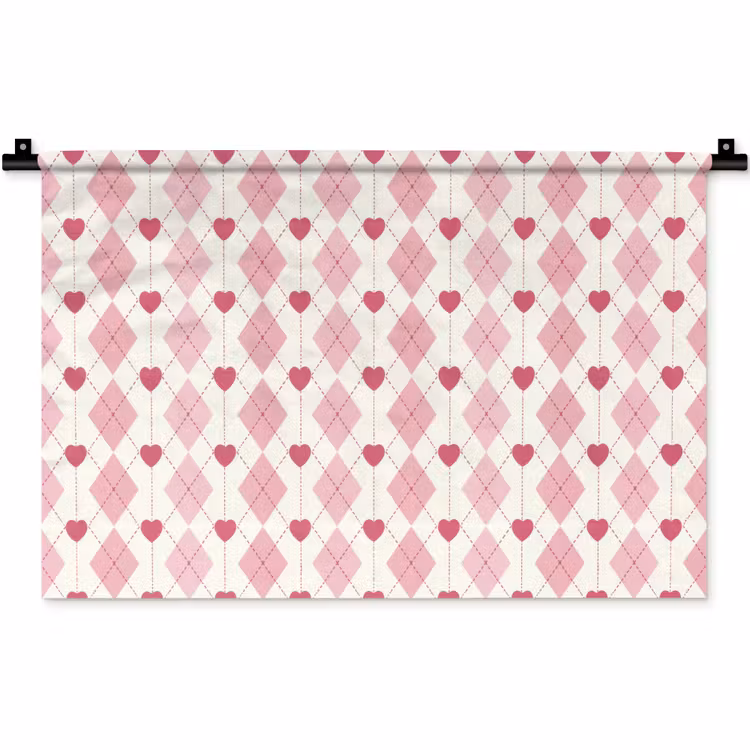 Wandkleed - Ruiten - Klassiek - Roze - Wit — 1