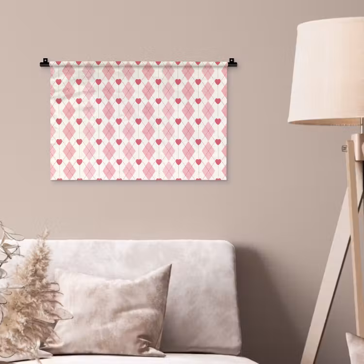Wandkleed - Ruiten - Klassiek - Roze - Wit — 2